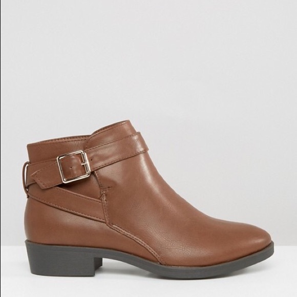 ASOS Shoes - ASOS Tan Buckle Flat Ankle Boot